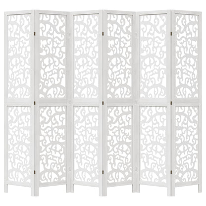 6-tlg. Raumteiler Weiß Massivholz Paulownia