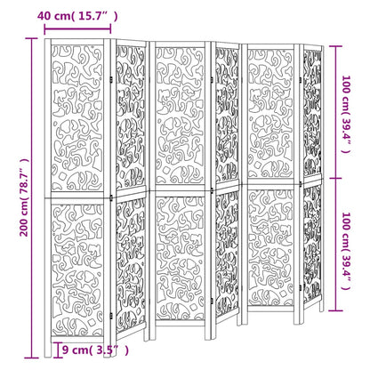 6-tlg. Raumteiler Weiß Massivholz Paulownia