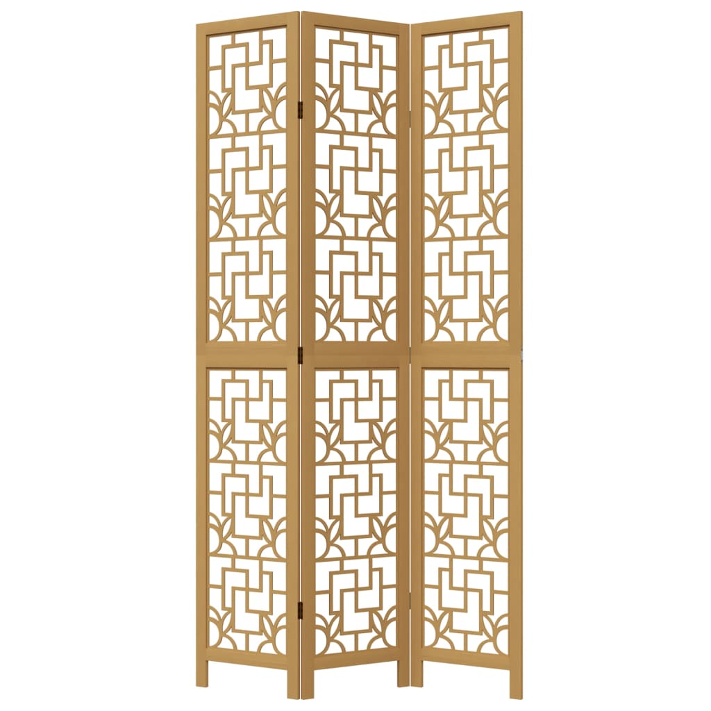 3-tlg. Raumteiler Braun Massivholz Paulownia