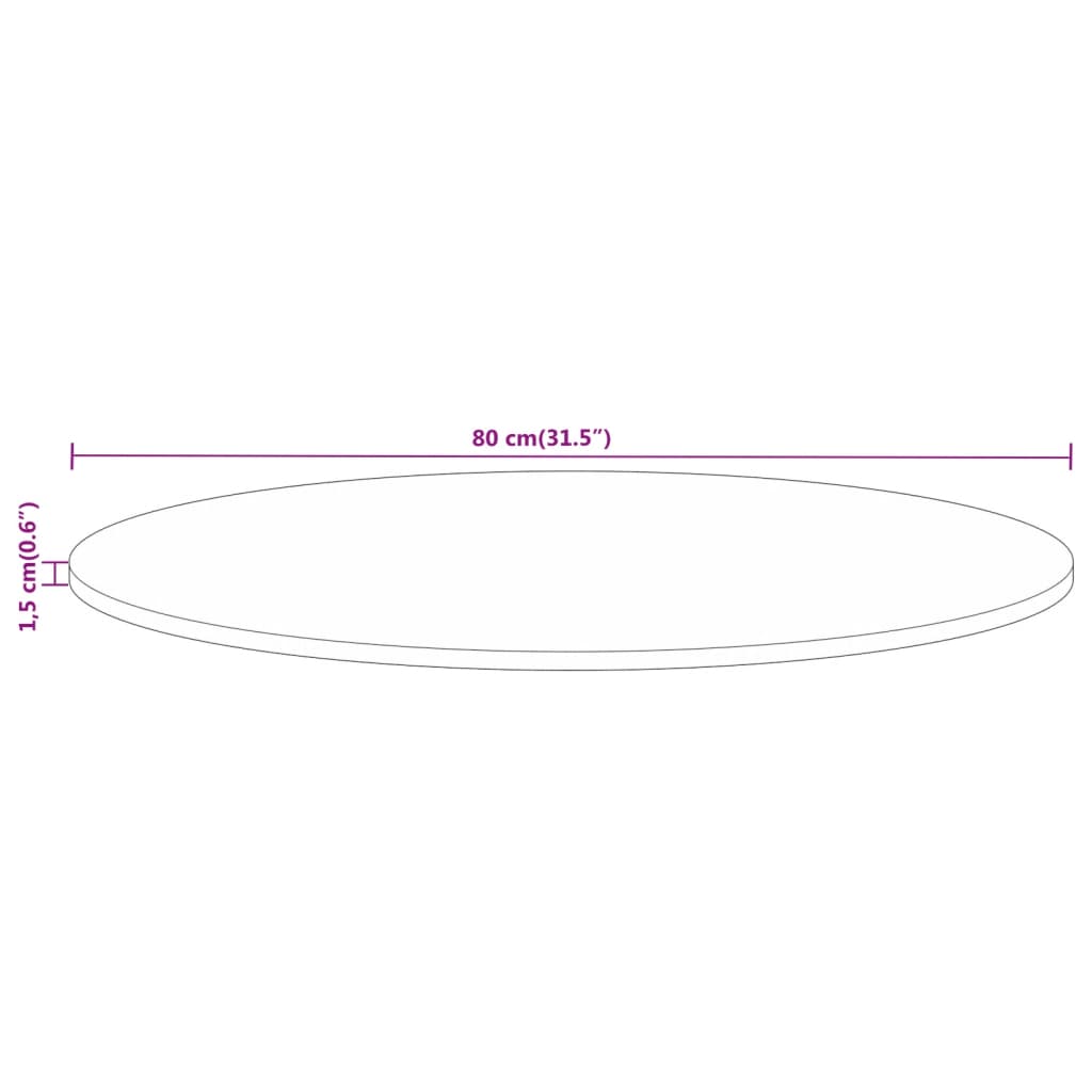 Tischplatte Ø 80x1,5 cm Rund Altholz Massiv