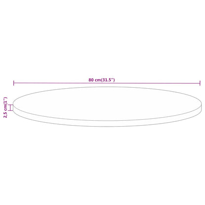 Tischplatte Ø 80x2,5 cm Rund Altholz Massiv