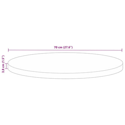 Tischplatte Ø 70x3,8 cm Rund Altholz Massiv