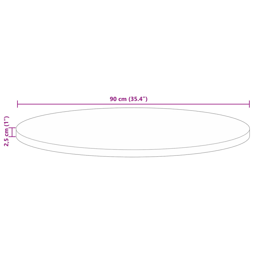 Tischplatte Ø 90x2,5 cm Rund Altholz Massiv