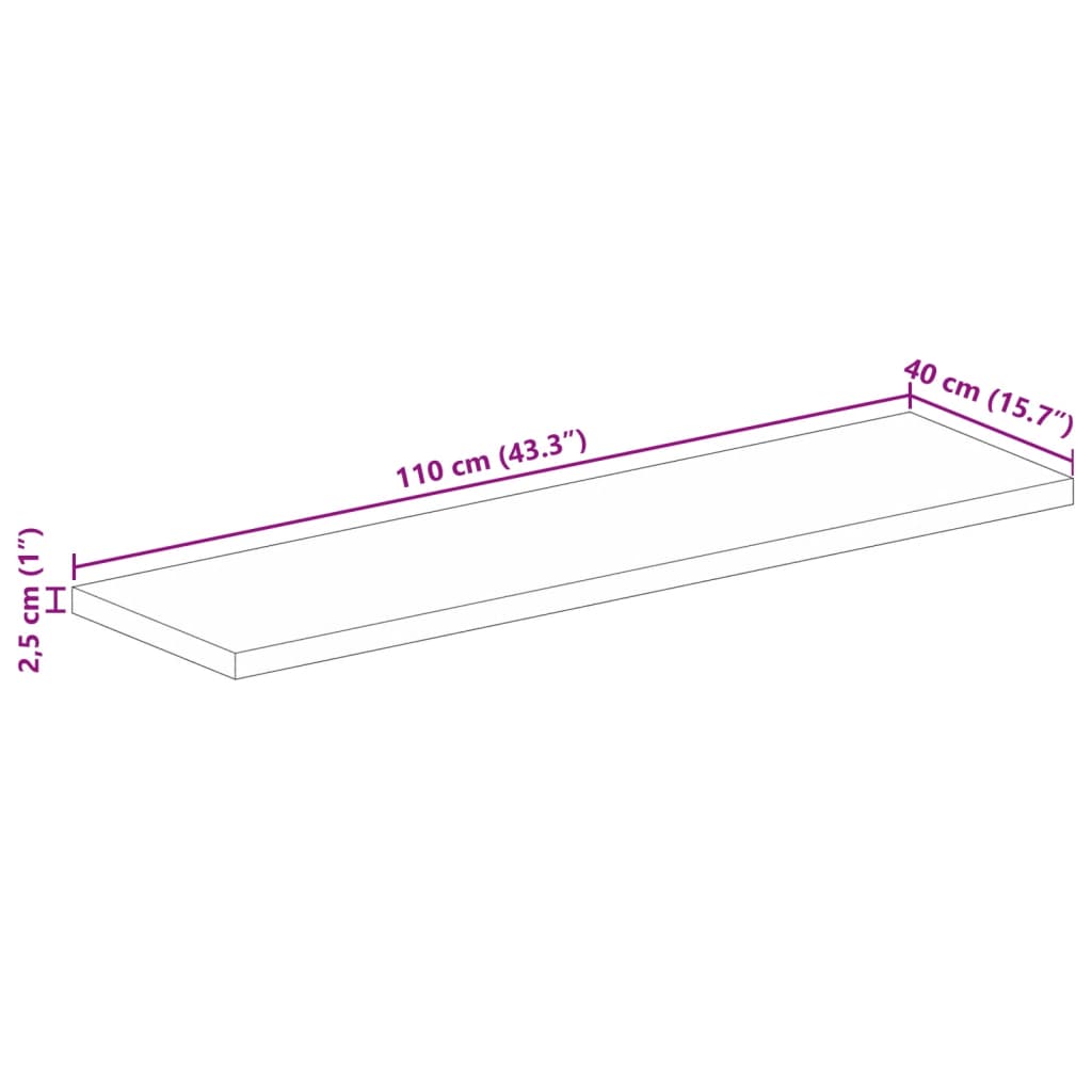 Tischplatte 110x40x2,5 cm Rechteckig Altholz Massiv