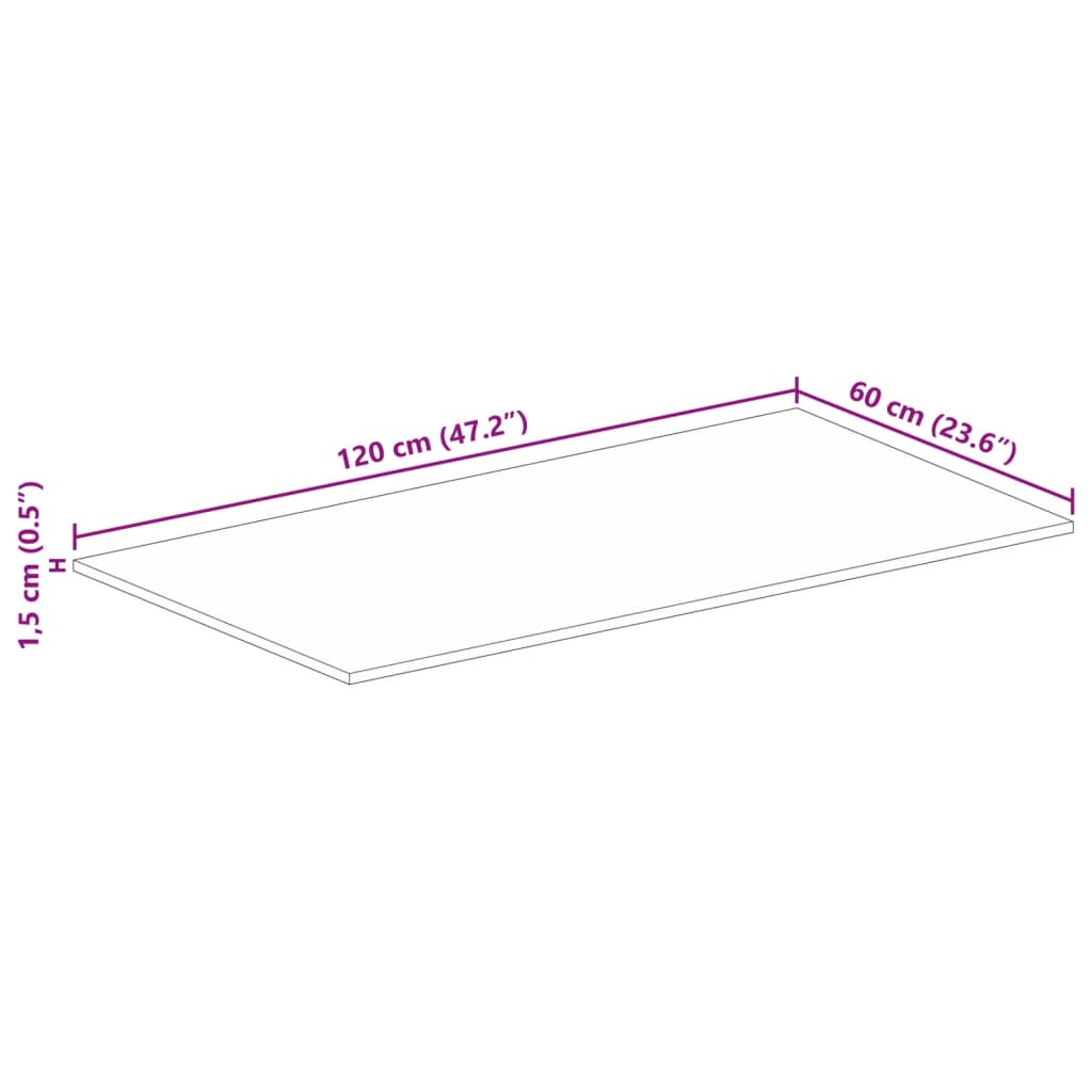 Tischplatte 120x60x1,5 cm Rechteckig Altholz Massiv