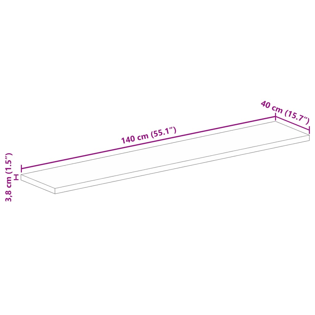 Tischplatte 140x40x3,8 cm Rechteckig Altholz Massiv