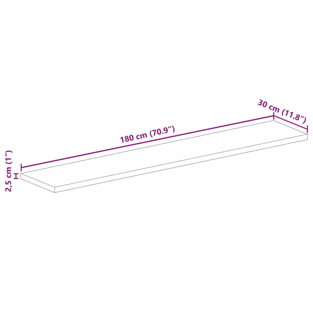 Tischplatte 180x30x2,5 cm Rechteckig Altholz Massiv