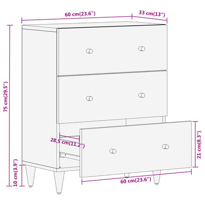 Beistellschrank 60x33x75 cm Massivholz Mango