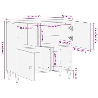 Beistellschrank 80x33x75 cm Massivholz Mango