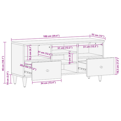 TV-Schrank 100x33x46 cm Massivholz Mango