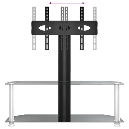 TV-Eckregal mit 2 Ablagen für 32-70 Zoll Schwarz und Silbern