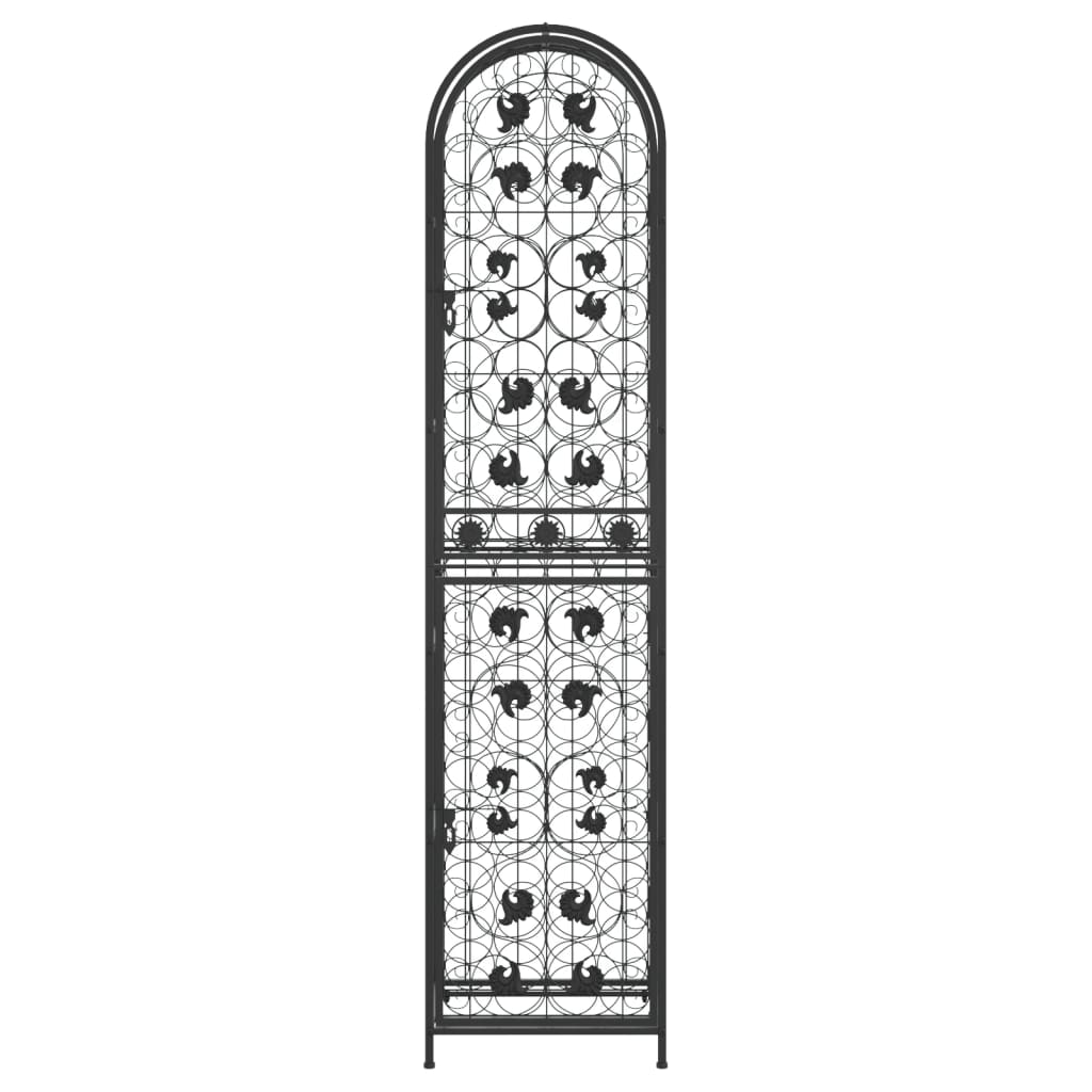 Weinregal für 73 Flaschen Schwarz 45x36x200 cm Schmiedeeisen