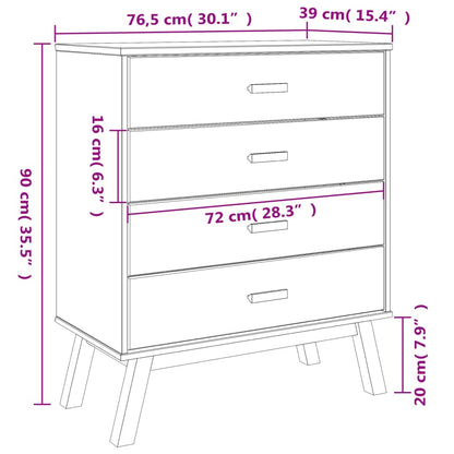 Schubladenschrank OLDEN Grau und Braun Massivholz Kiefer