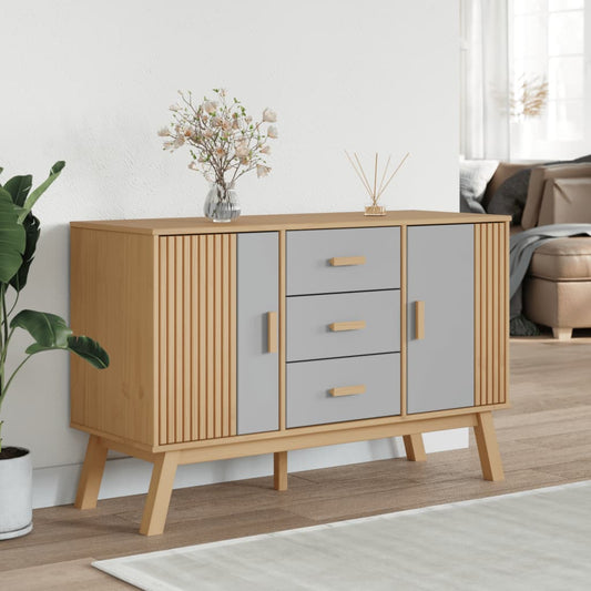 Sideboard OLDEN Grau und Braun 114x43x73,5 cm Massivholz Kiefer