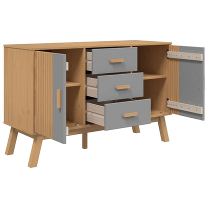 Sideboard OLDEN Grau und Braun 114x43x73,5 cm Massivholz Kiefer