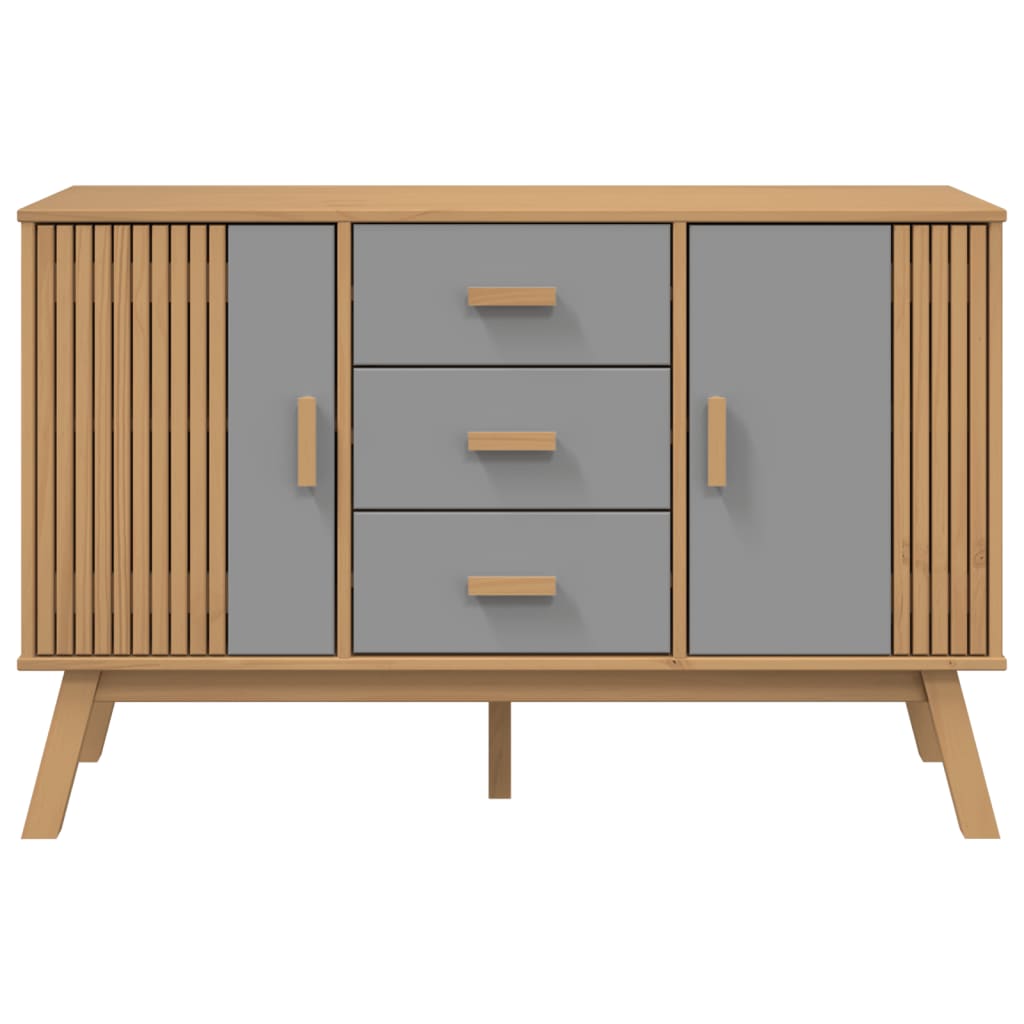 Sideboard OLDEN Grau und Braun 114x43x73,5 cm Massivholz Kiefer