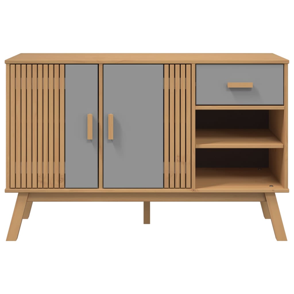 Sideboard OLDEN Grau und Braun 114x43x73,5 cm Massivholz Kiefer