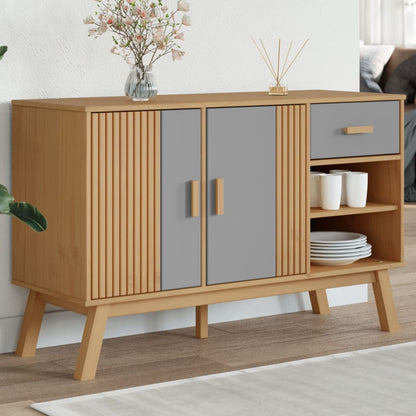 Sideboard OLDEN Grau und Braun 114x43x73,5 cm Massivholz Kiefer