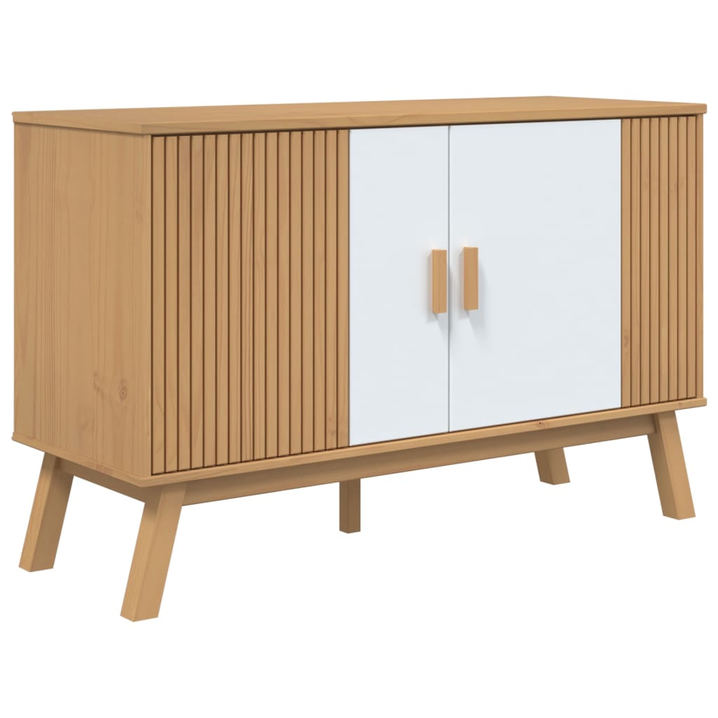 Sideboard OLDEN Weiß und Braun 114x43x73,5 cm Massivholz Kiefer