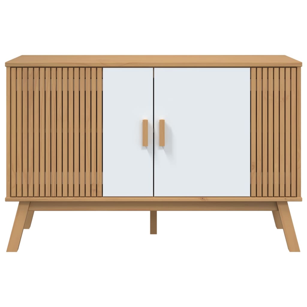 Sideboard OLDEN Weiß und Braun 114x43x73,5 cm Massivholz Kiefer