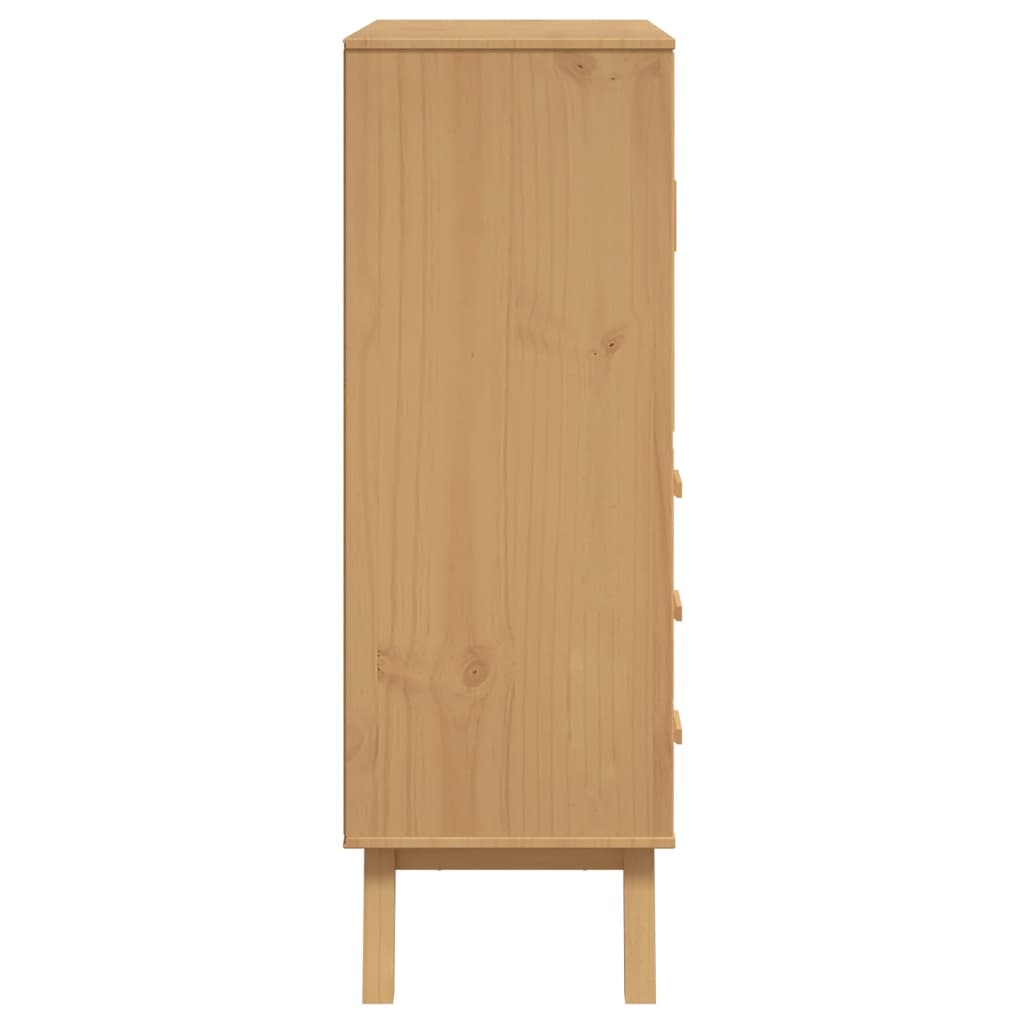 Highboard OLDEN Weiß und Braun 85x43x125 cm Massivholz Kiefer