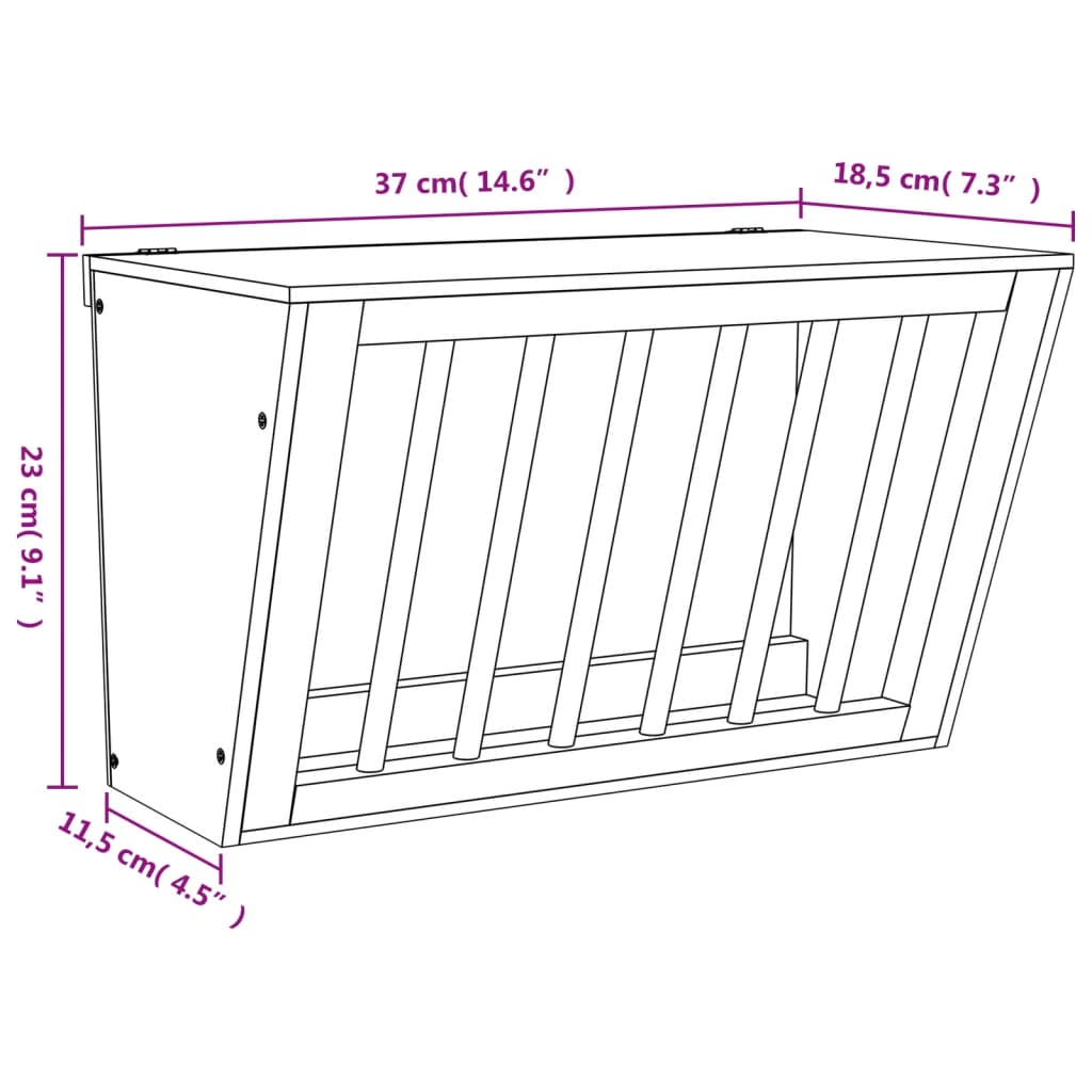 Heuraufe für Kaninchen 37x18,5x23 cm Massivholz Tanne