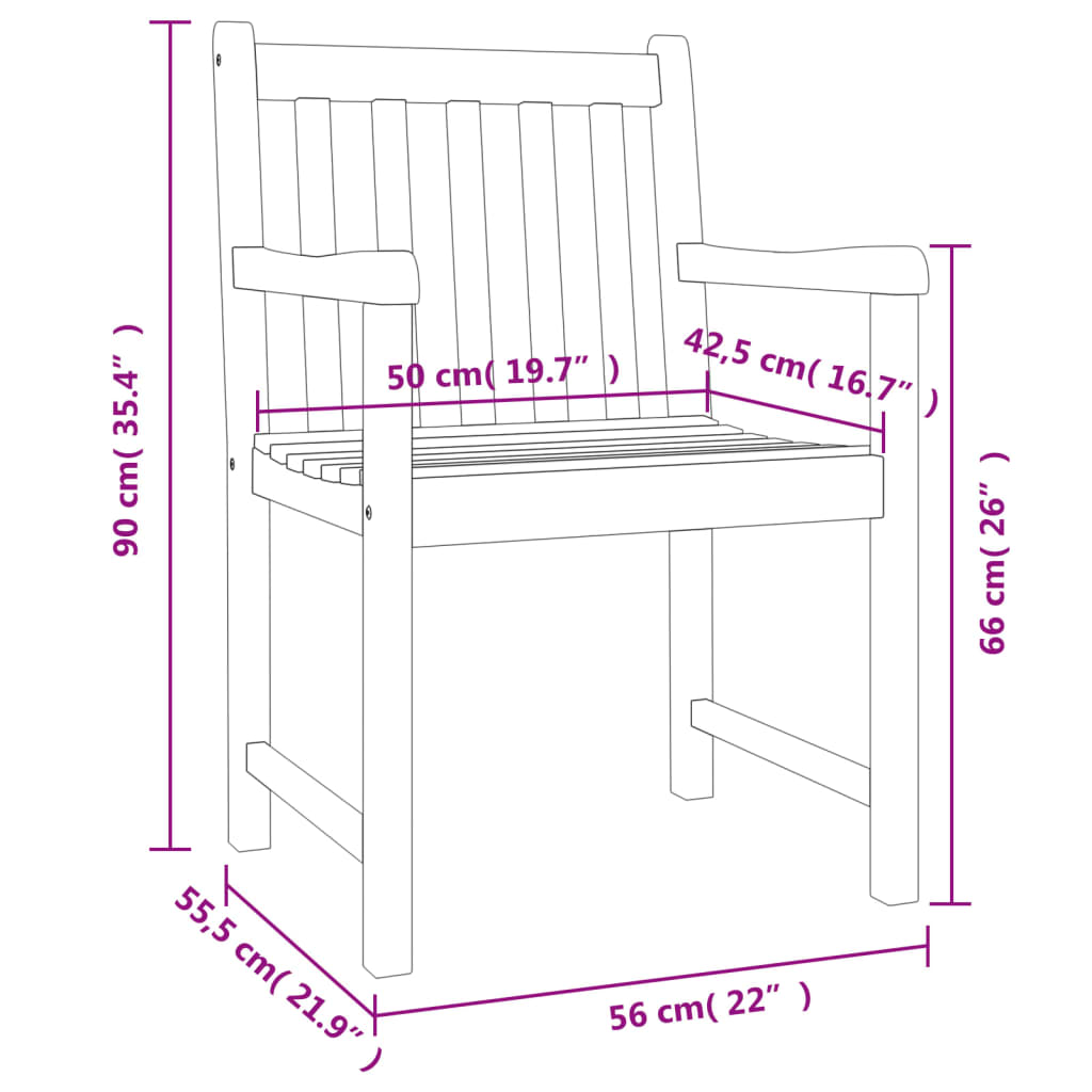 Gartenstühle 6 Stk. 56x55,5x90 cm Massivholz Akazie