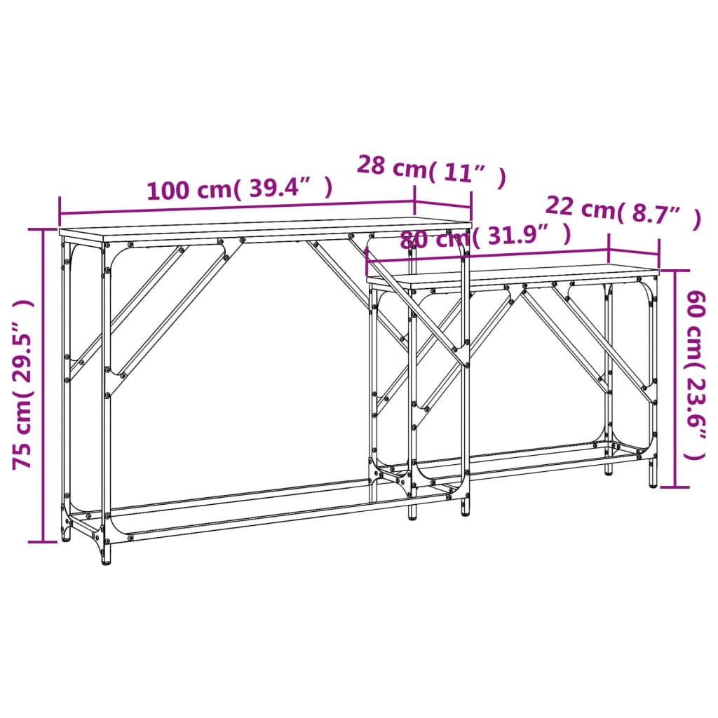 Konsolentische 2 Stk. Grau Sonoma Holzwerkstoff