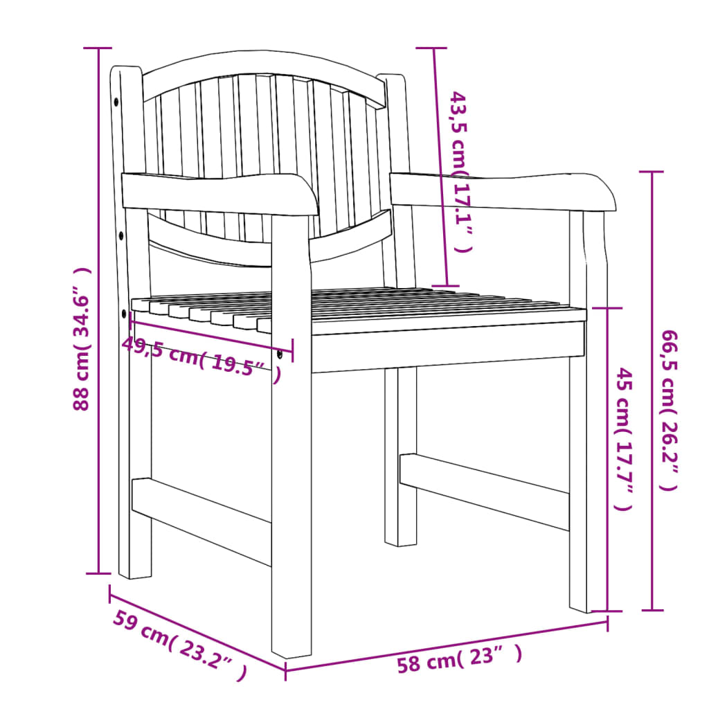 Gartenstühle 8 Stk. 58x59x88 cm Massivholz Teak