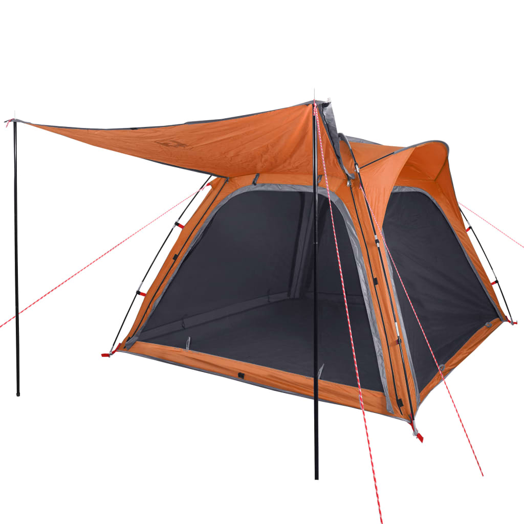 Campingzelt 4 Personen Grau und Orange Quick Release Wasserfest