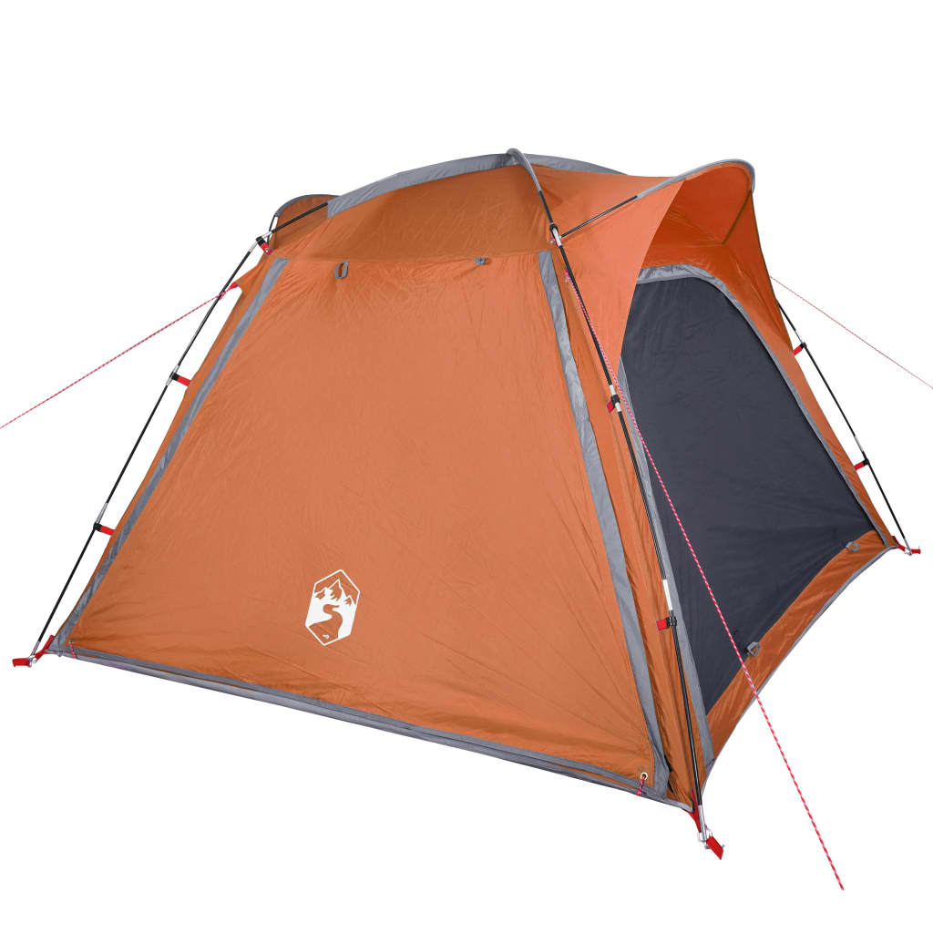 Campingzelt 4 Personen Grau und Orange Quick Release Wasserfest