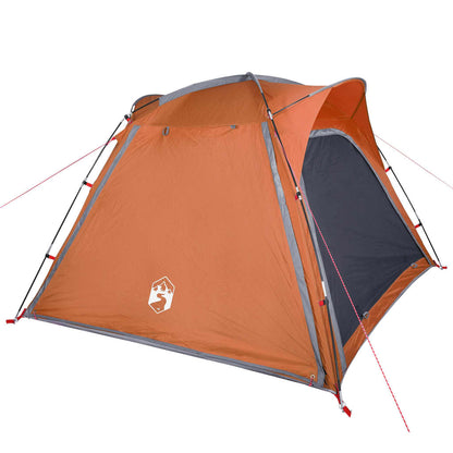 Campingzelt 4 Personen Grau und Orange Quick Release Wasserfest