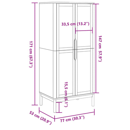 Kleiderschrank FLORO Grau 77x53x171 cm Massivholz Kiefer