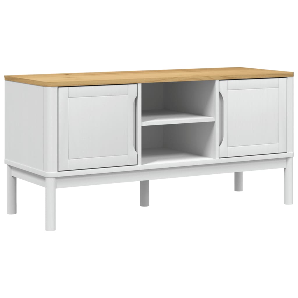 TV-Schrank FLORO Weiß 114x43x55 cm Massivholz Kiefer