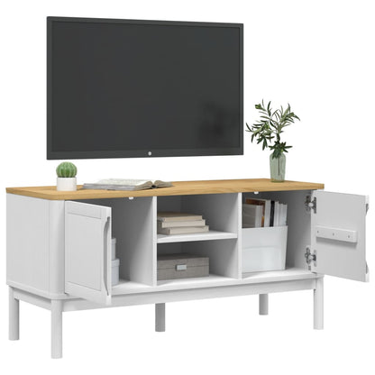 TV-Schrank FLORO Weiß 114x43x55 cm Massivholz Kiefer