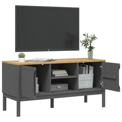 TV-Schrank FLORO Grau 114x43x55 cm Massivholz Kiefer