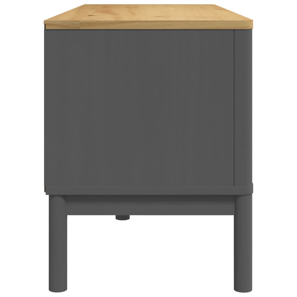 TV-Schrank FLORO Grau 114x43x55 cm Massivholz Kiefer