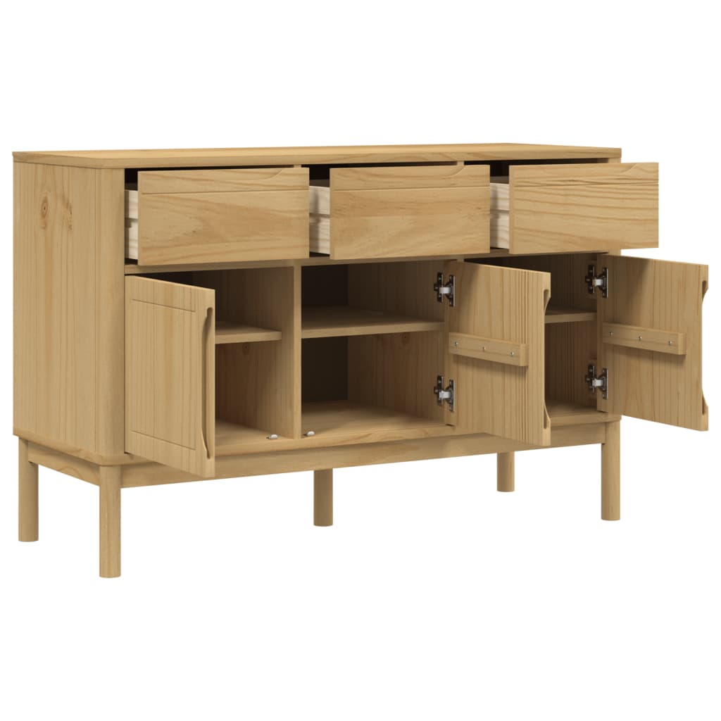 Sideboard FLORO Wachsbraun 114x43x74 cm Massivholz Kiefer