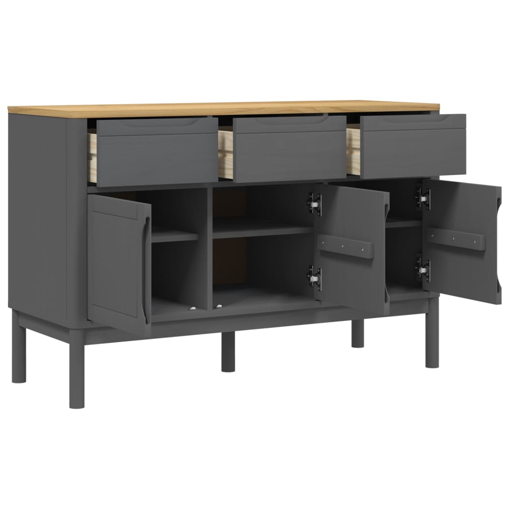 Sideboard FLORO Grau 114x43x74 cm Massivholz Kiefer