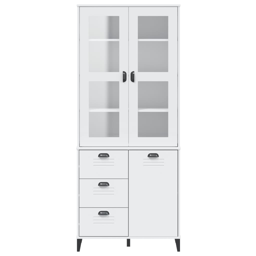 Highboard VIKEN Weiß 80x40x190 cm Massivholz Kiefer