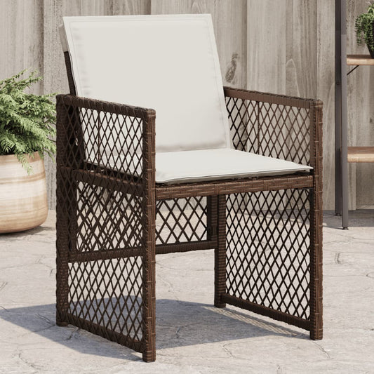 Gartenstühle mit Kissen 4 Stk. Braun Poly Rattan