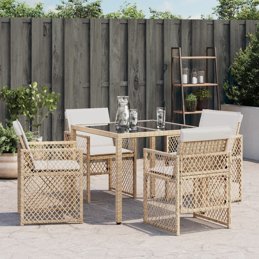 Gartenstühle mit Kissen 4 Stk. Beige Poly Rattan