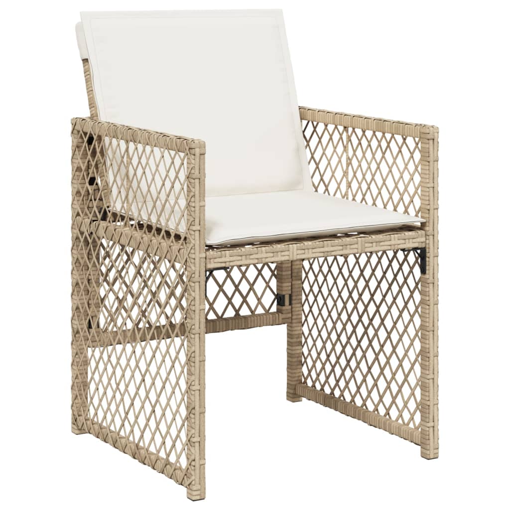 Gartenstühle mit Kissen 4 Stk. Beige Poly Rattan