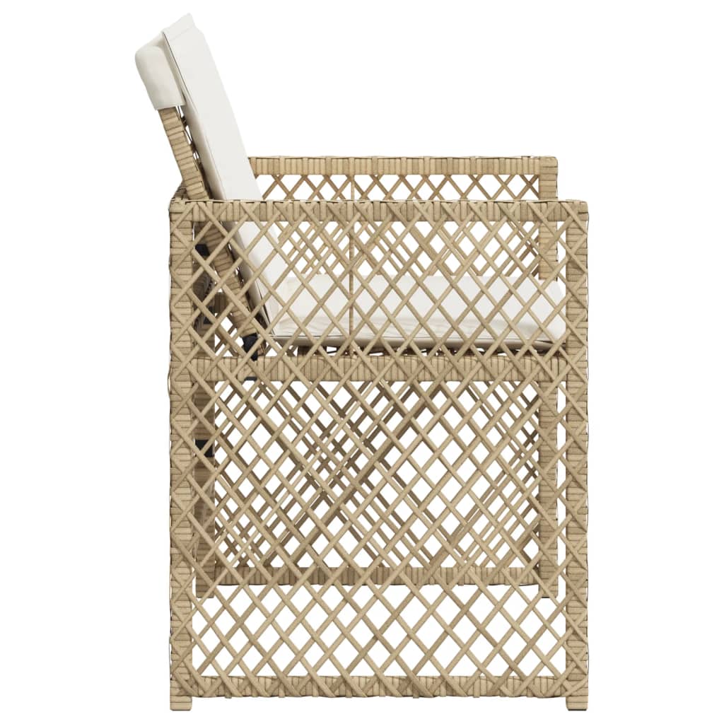 Gartenstühle mit Kissen 4 Stk. Beige Poly Rattan