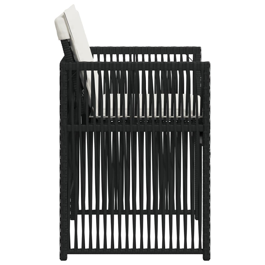 Gartenstühle mit Kissen 4 Stk. Schwarz Poly Rattan