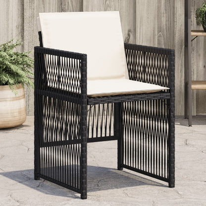 Gartenstühle mit Kissen 4 Stk. Schwarz Poly Rattan