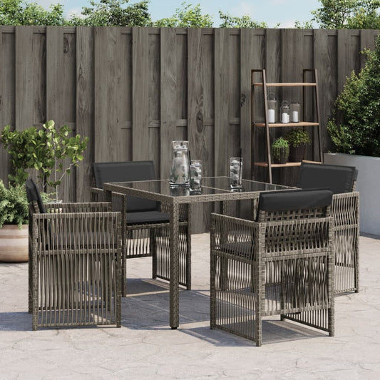 Gartenstühle mit Kissen 4 Stk. Grau Poly Rattan