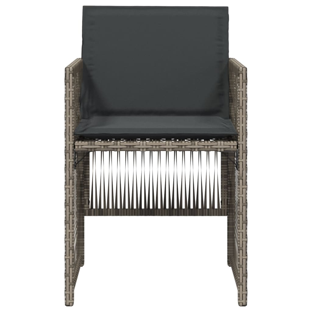 Gartenstühle mit Kissen 4 Stk. Grau Poly Rattan