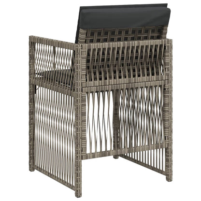 Gartenstühle mit Kissen 4 Stk. Grau Poly Rattan