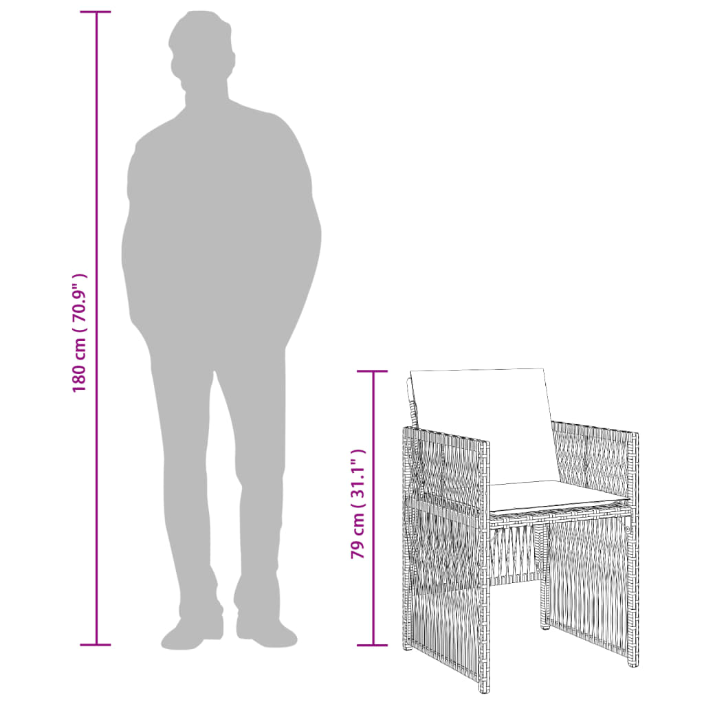 Gartenstühle mit Kissen 4 Stk. Grau Poly Rattan